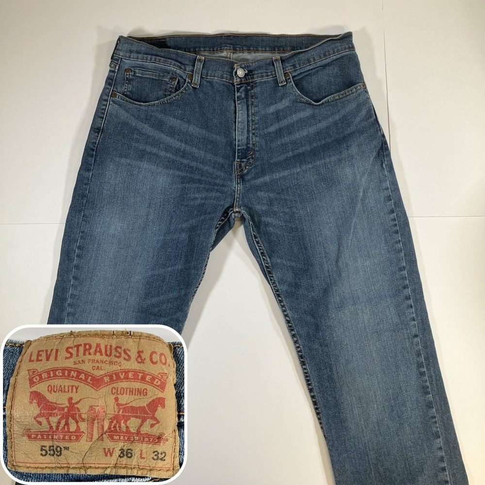 Levi's 559 Jeans Mens 36x32 Relaxed Straight Medium Wash Stretch Denim